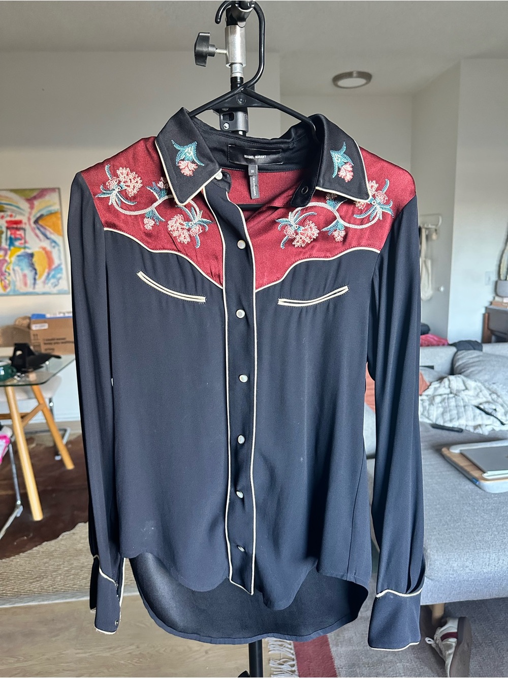 Isabel Marant Western Style Embroidered Button Down M/36 - Picture 5 of 7